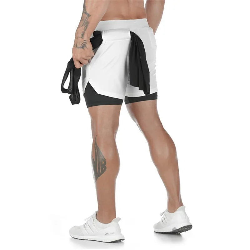 Short de fitness double couche 2 en 1 pour homme | Séchage rapide et entraînement