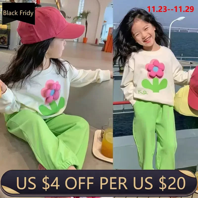 Children's Sports Stereoscopic Floral Sweatshirt