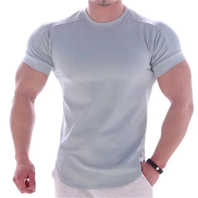 T-shirt à manches courtes pour hommes, gymnases, Fitness