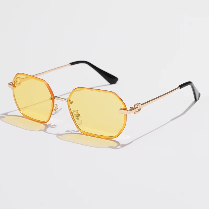 Retro-Polygon-Unisex-Sonnenbrille aus Metall