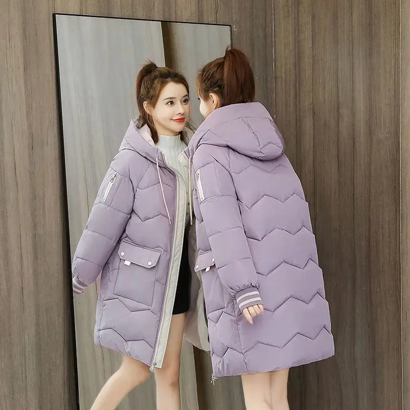 Parka surdimensionnée à capuche pour femme, manteau long et chaud coupe-vent