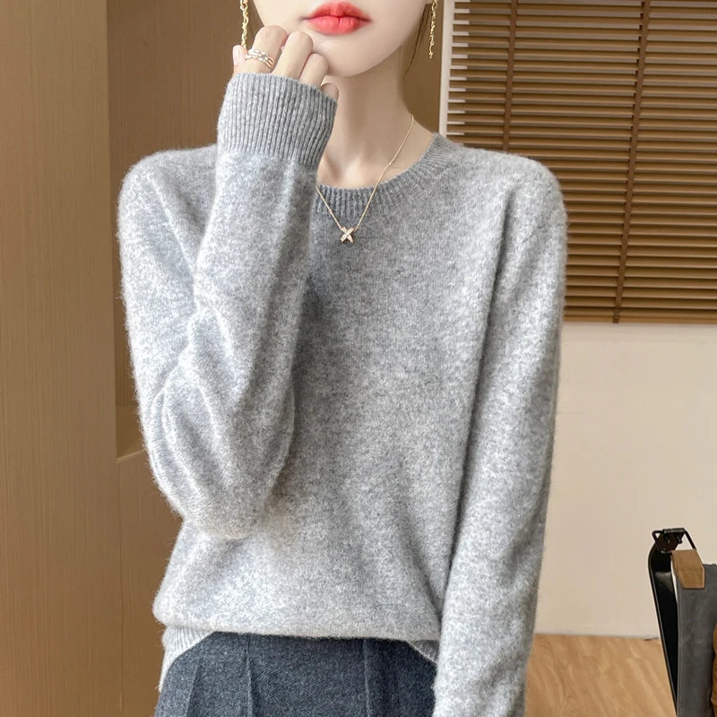 Women's Winter Warm Crew Neck Wool Sweater