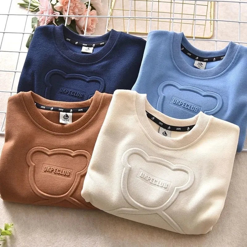 Long Sleeve O-neck Cute Tops for Girls Boys