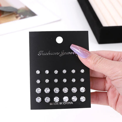 White Shiny Wedding Stud Earrings Set - Crystal Jewelry Accessories