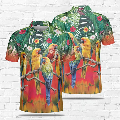 Parrot Print Polo Shirt for Men