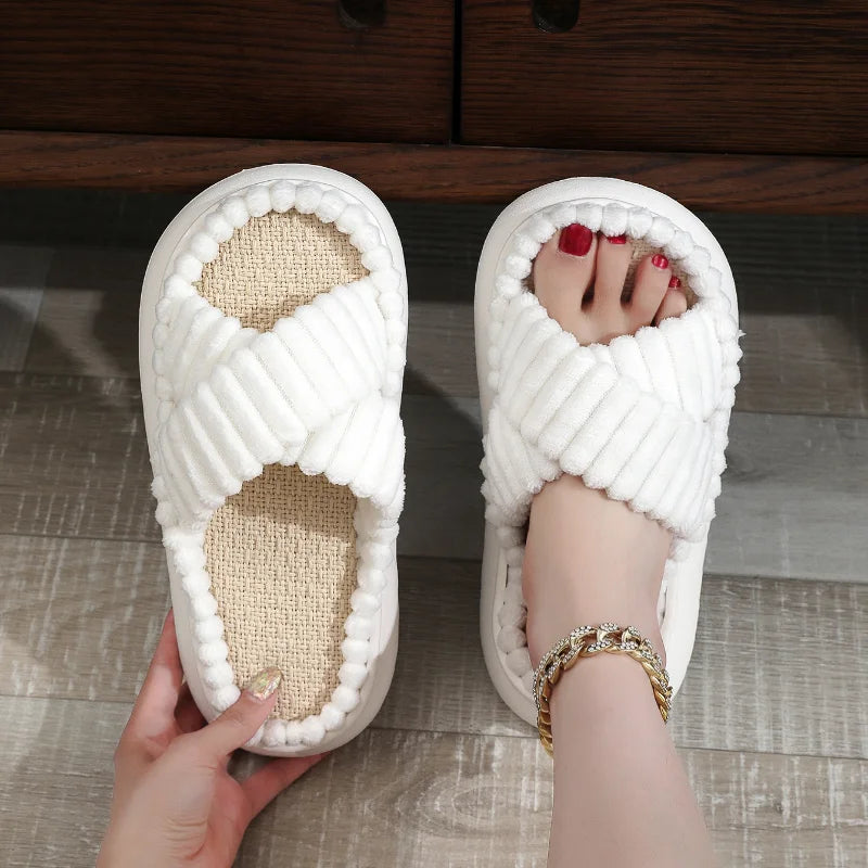 Autumn Winter Women’s Linen Soled Slippers