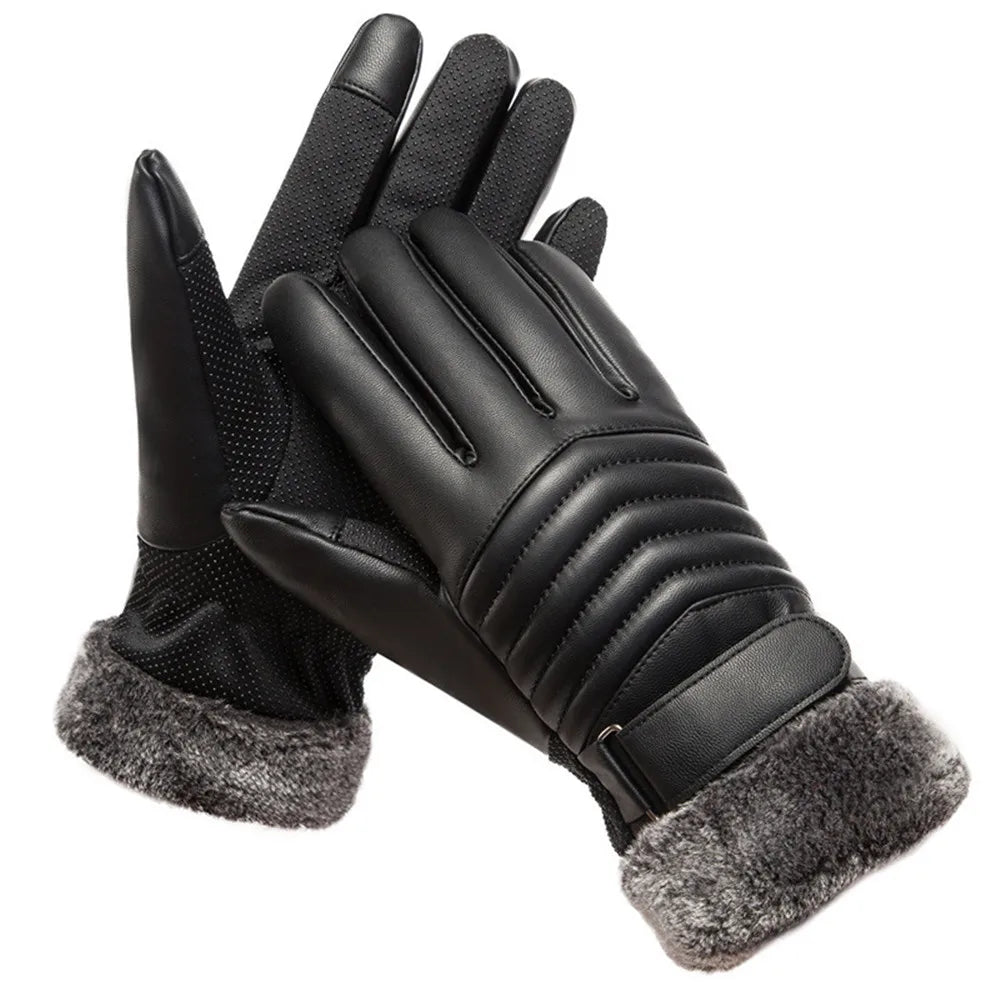 Winter Fur Insulated Gloves for Men