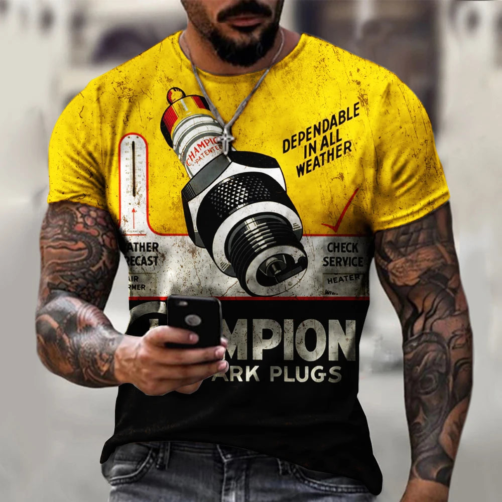 Retro Motorcycle Racing 3D Print Tee