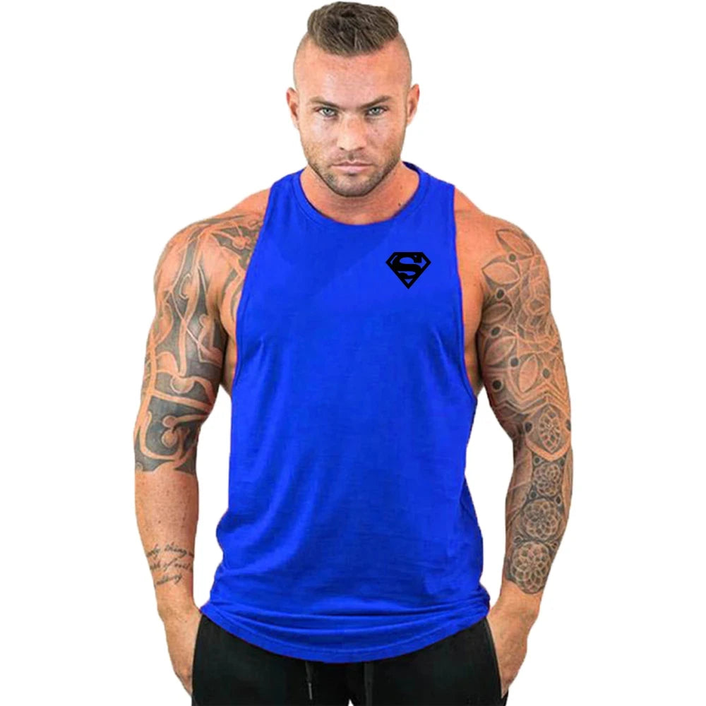 Men's Clothing Bodybuilding and Fitness Stringer Singlets Tank Top Vest Sleeveless Sweatshirt Workout Shirt Undershirt Gym Gyms