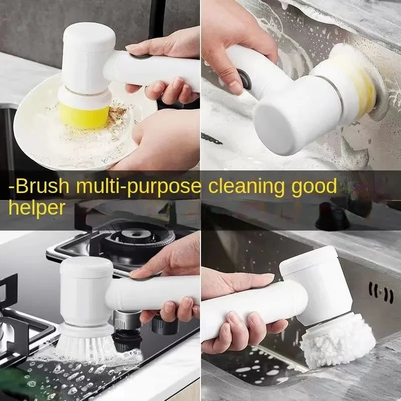 Electric Spin Scrubber with 5 Replaceable Brush Heads for Cleaning