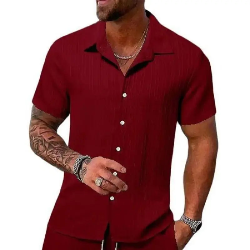 Men's Striped Polo Sports Set