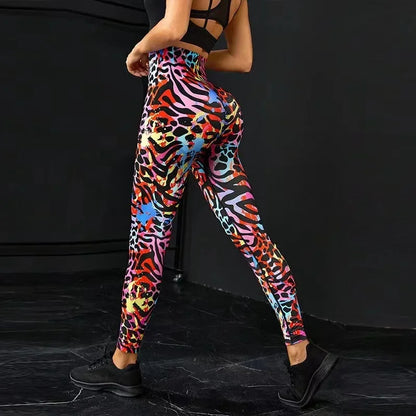 Leggings de sport fluorescents push-up pour femmes