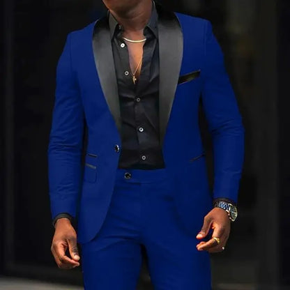 Men's Slim Fit 2 Piece Lapel Blazer Wedding Suits