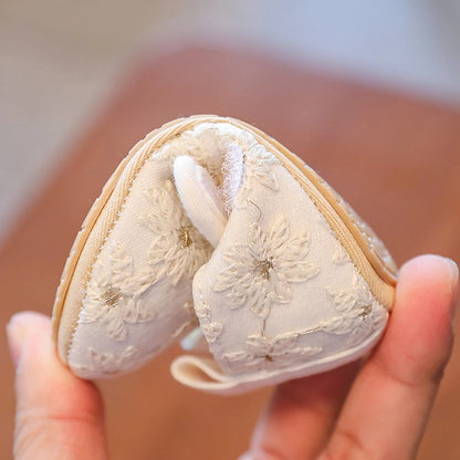 Chaussures de berceau antidérapantes à semelles en caoutchouc avec nœud et franges pour bébé fille