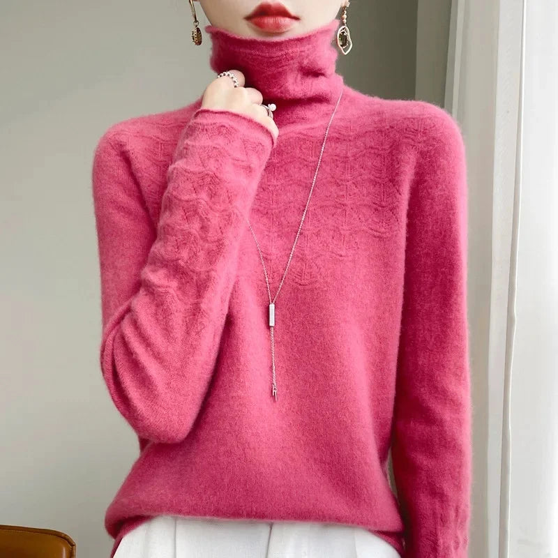 Women's Loose Knitted Wool High Neck Sweater