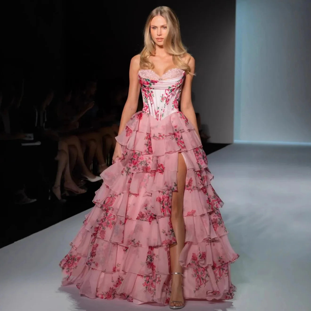 Robe longue à imprimé croisé et dos nu, longueur cheville, pour femme