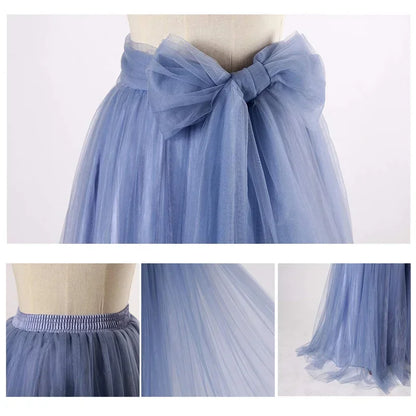 High Waisted Puffy Tulle A-Line Skirt