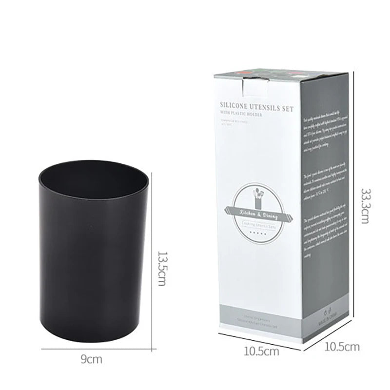 Ensemble d'ustensiles de cuisine en silicone de 12 pièces avec poignées en bois