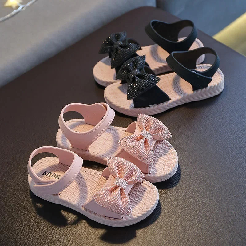 Sandales à nœud papillon de princesse pour filles