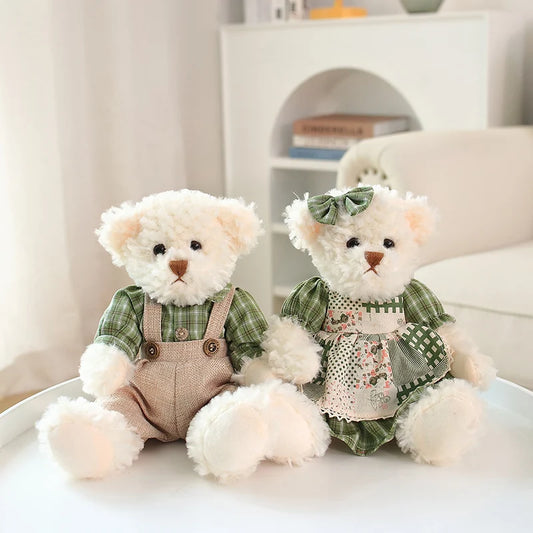 2 Stück Schönes Paar Teddybär Plüschpuppe - Weiches Stofftier für Kinder