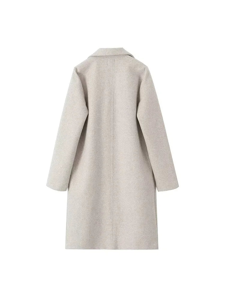 Langer Trenchcoat im Vintage-Stil mit V-Ausschnitt für Damen