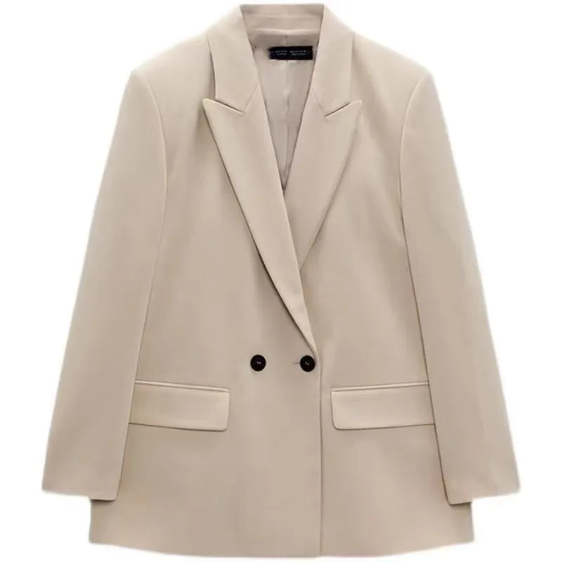 Blazer croisé à manches longues et revers pour femme