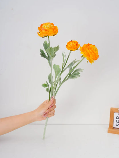 Simulation Flocking 3-Head Peonies Flower Branch