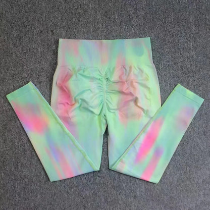 Leggings de sport fluorescents push-up pour femmes