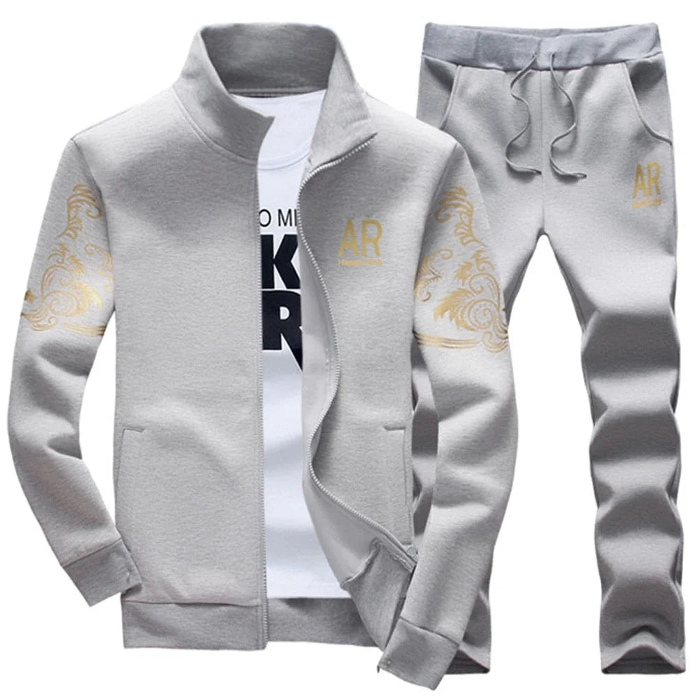 Men's Tracksuit Fleece Jacket & Sweatpants 2 Piece Long Sleeve Sets