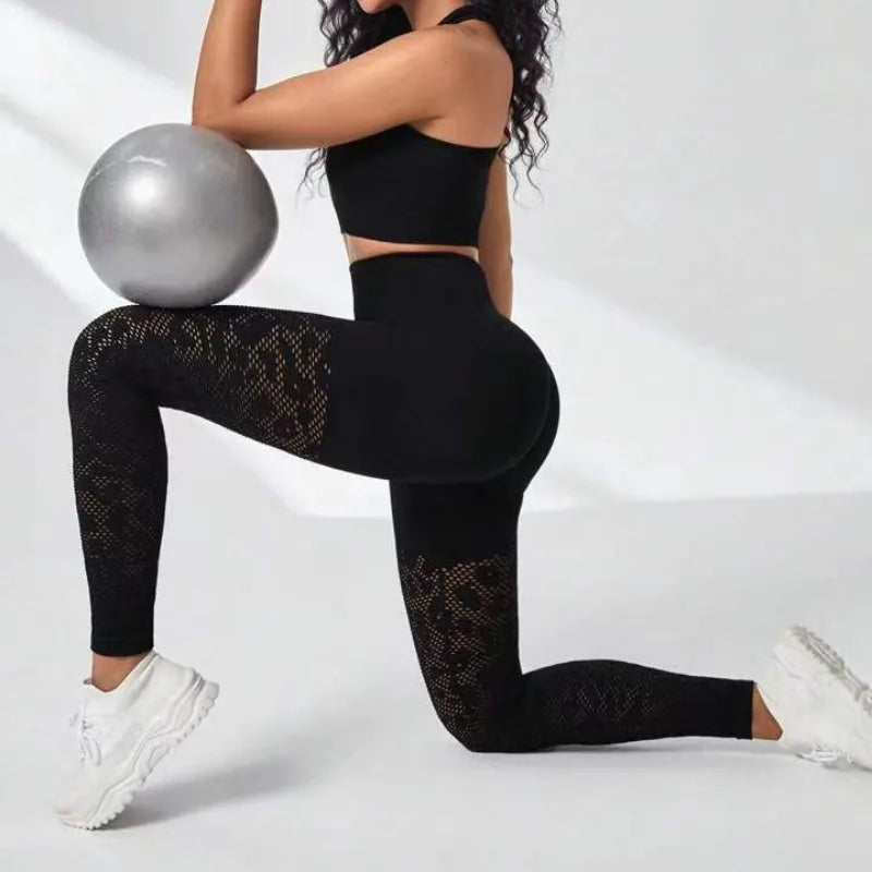 Nahtlose, ausgehöhlte Gym-Leggings für Damen