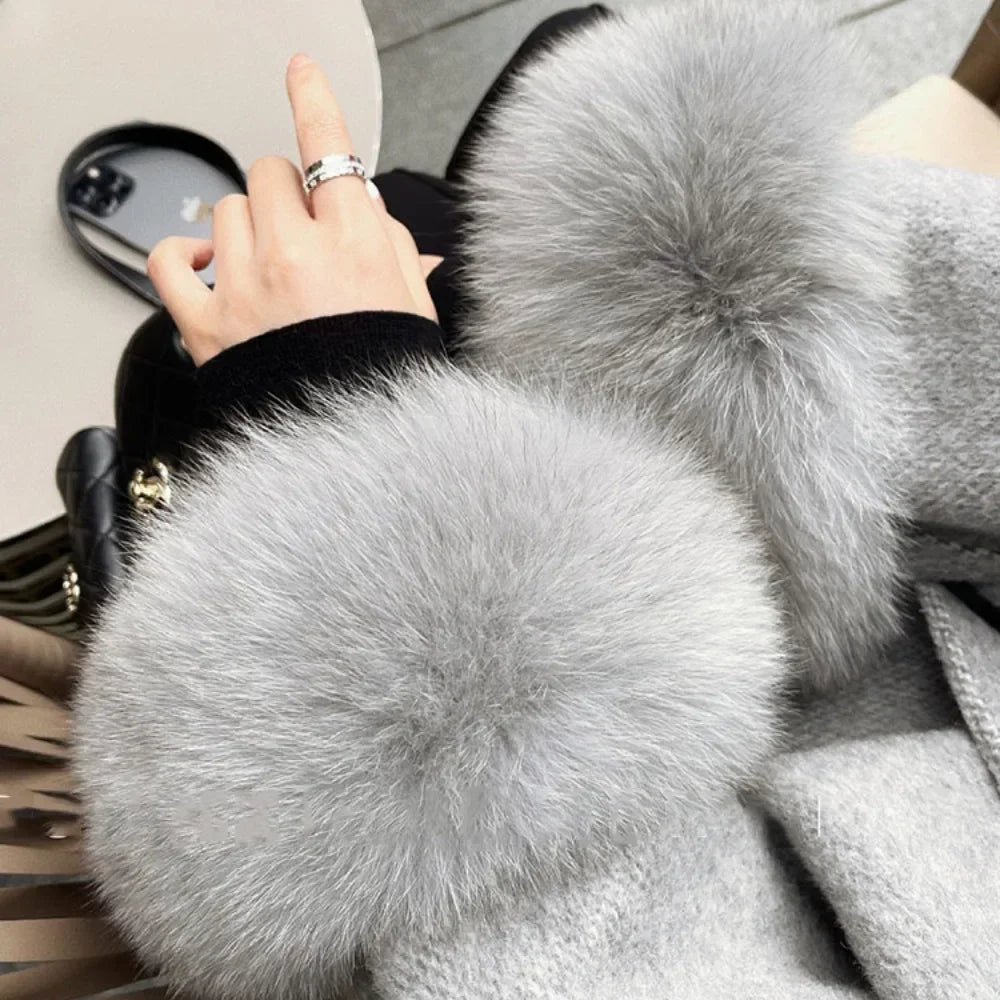 Luxury Double-Sided Wool Fur Coat