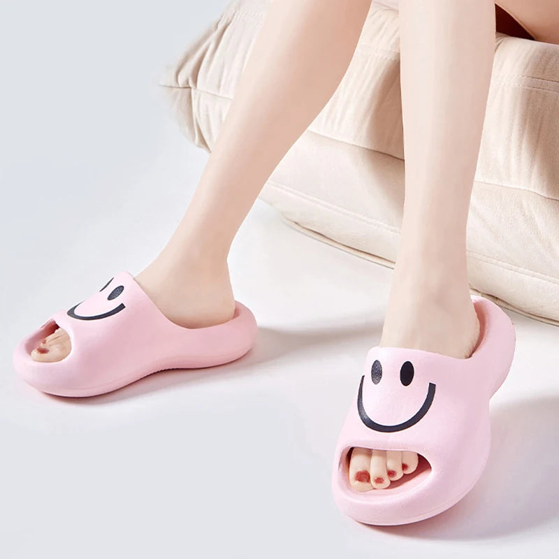 Cartoon Smile Platform Pillow Slides for Women