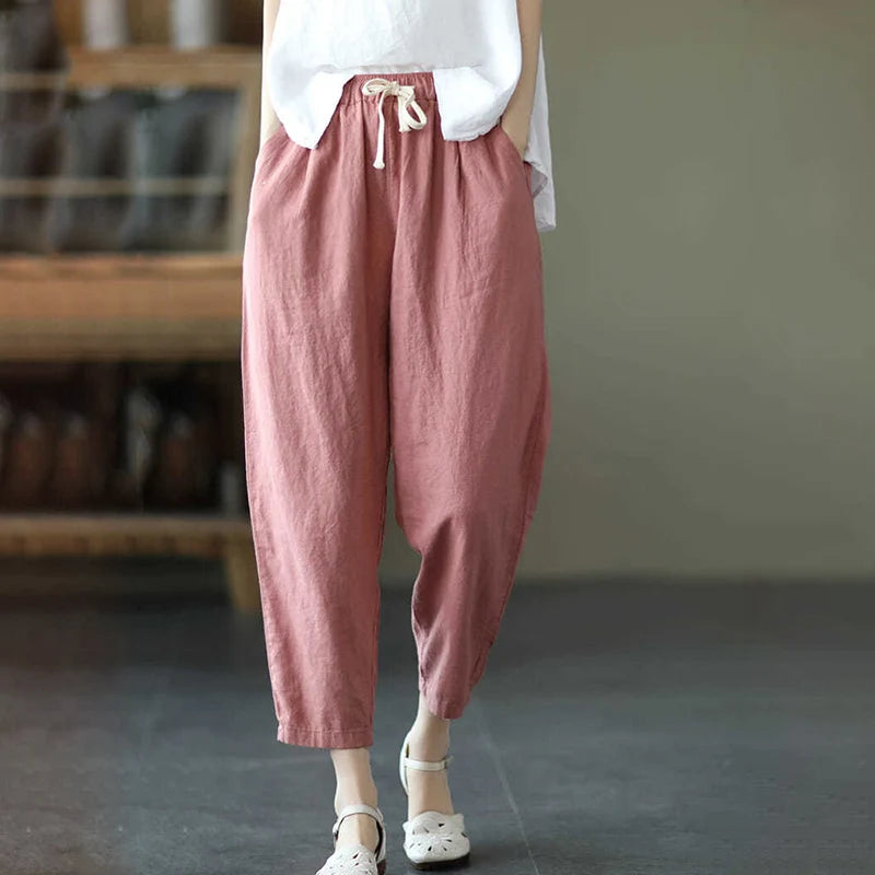 Retro Cotton Linen Loose Harem Pants