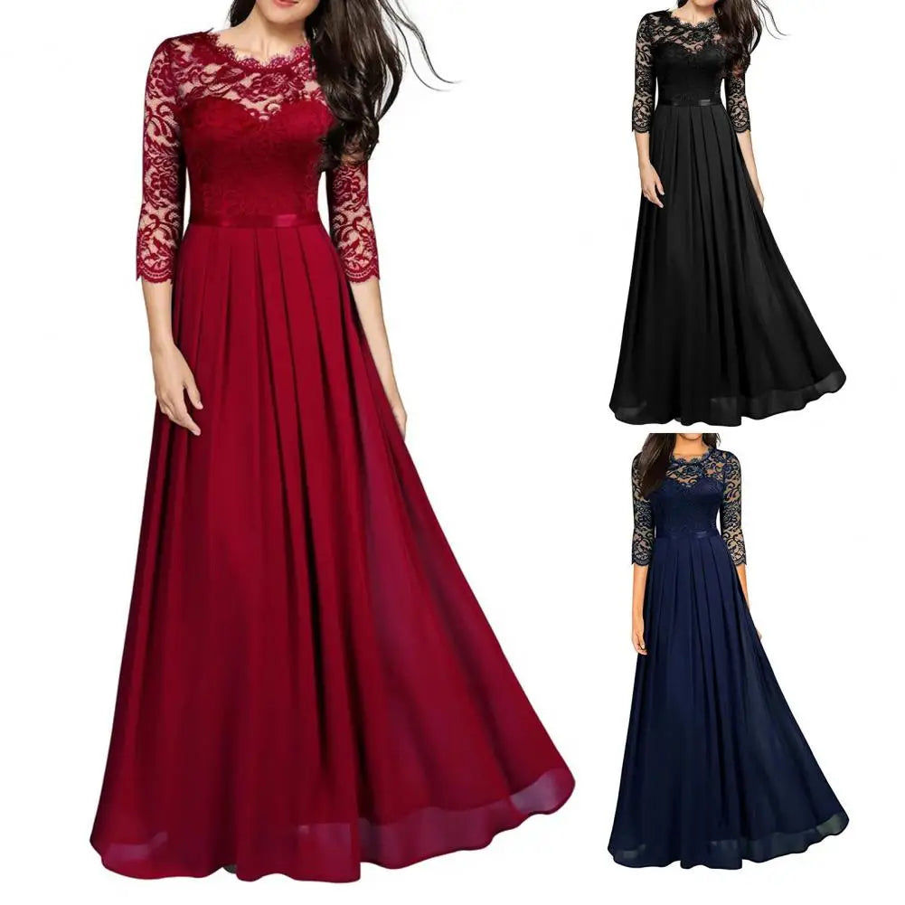 Maxi-Abendkleid mit Spitzen-Patchwork