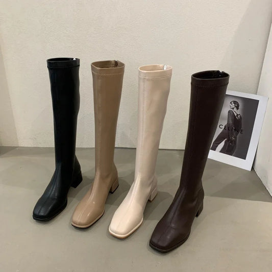 Women's Knee-High Winter Soft Leather High Heel Long Boots