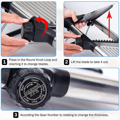 Mandoline réglable en acier inoxydable pour couper les légumes, les pommes de terre, les tomates, les oignons et les carottes