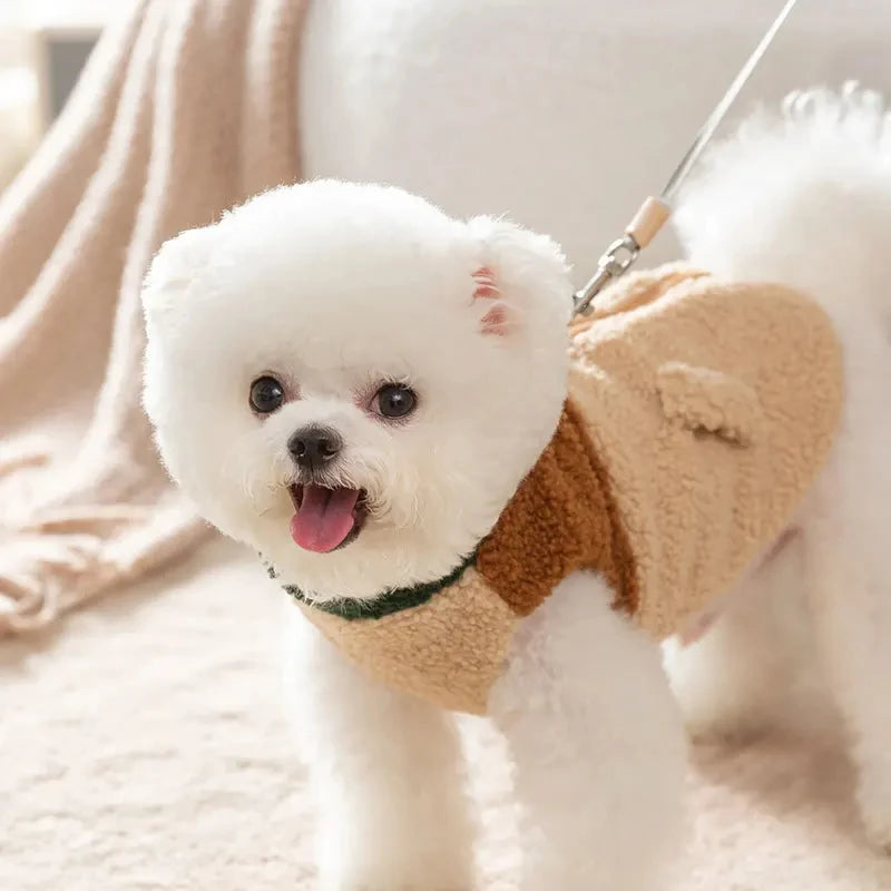 Brown Pet Jacket - Autumn Winter Dog Two Legged Cardigan Puppy Warm Clothing