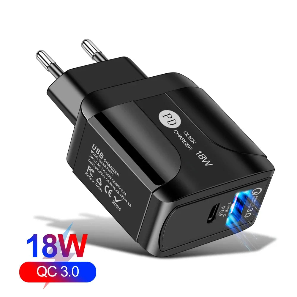 5V 2A EU 2 USB Power Adapter - Fast Mobile Phone Wall PD Charger