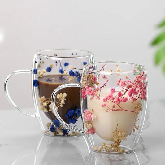 350ml Double Wall Glass Mug with Handle