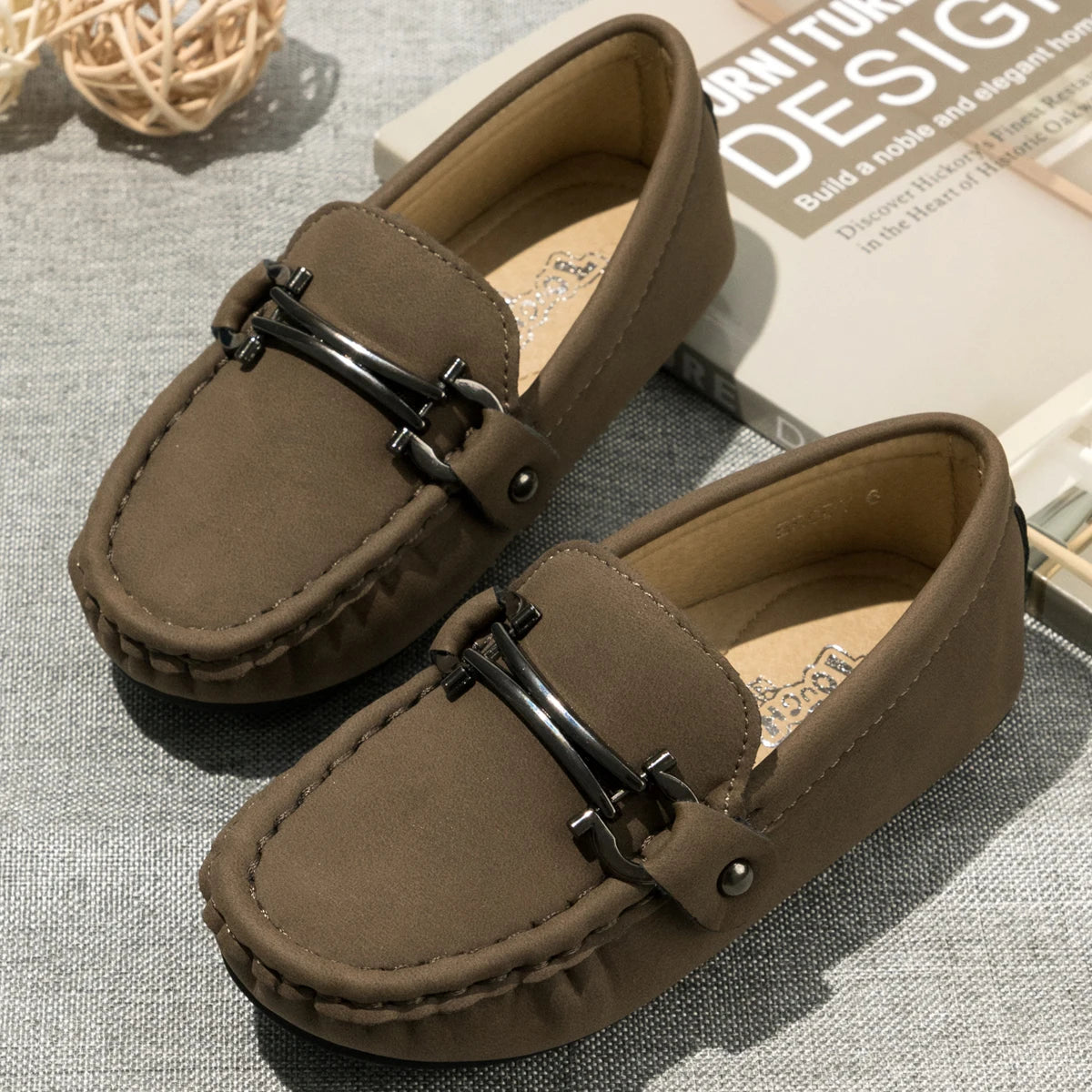 Baby Boys Girls Breathable Rubber Sole Moccasins Leather Shoes