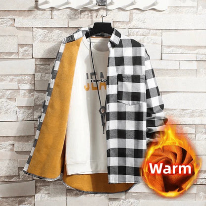Chemise à carreaux épaisse et chaude pour homme
