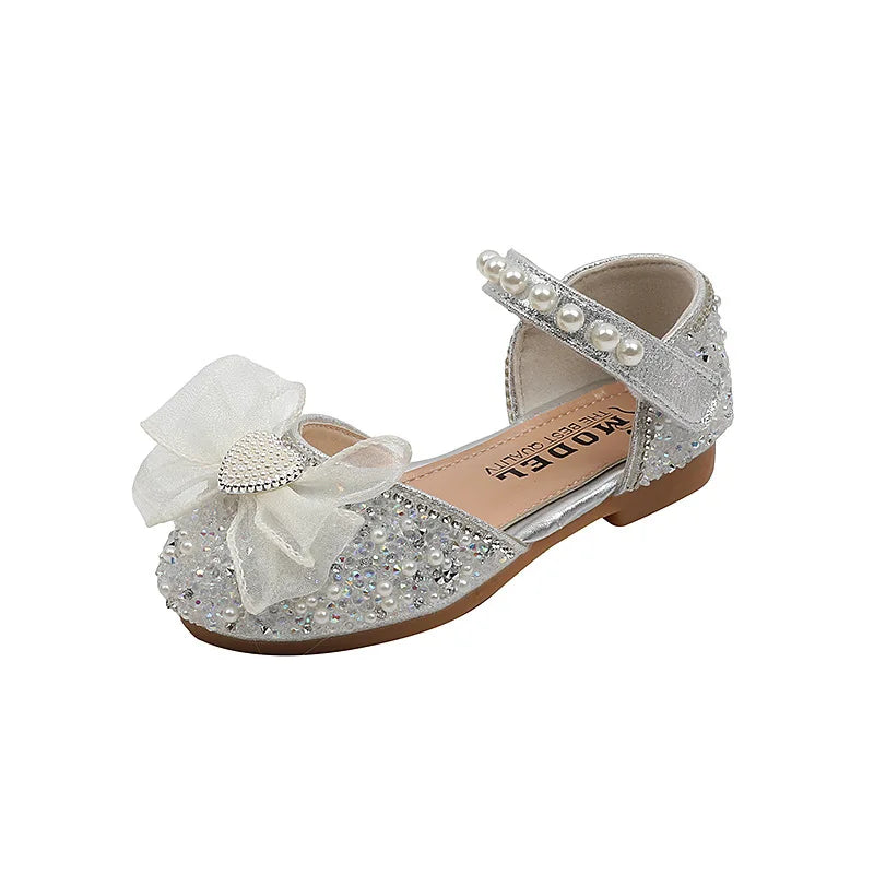 Elegant Rhinestone Bow Princess Sandals for Girls