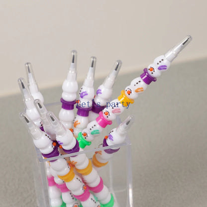 Lot de 10 crayons à papier en forme de bonhomme de neige et de pain d'épices