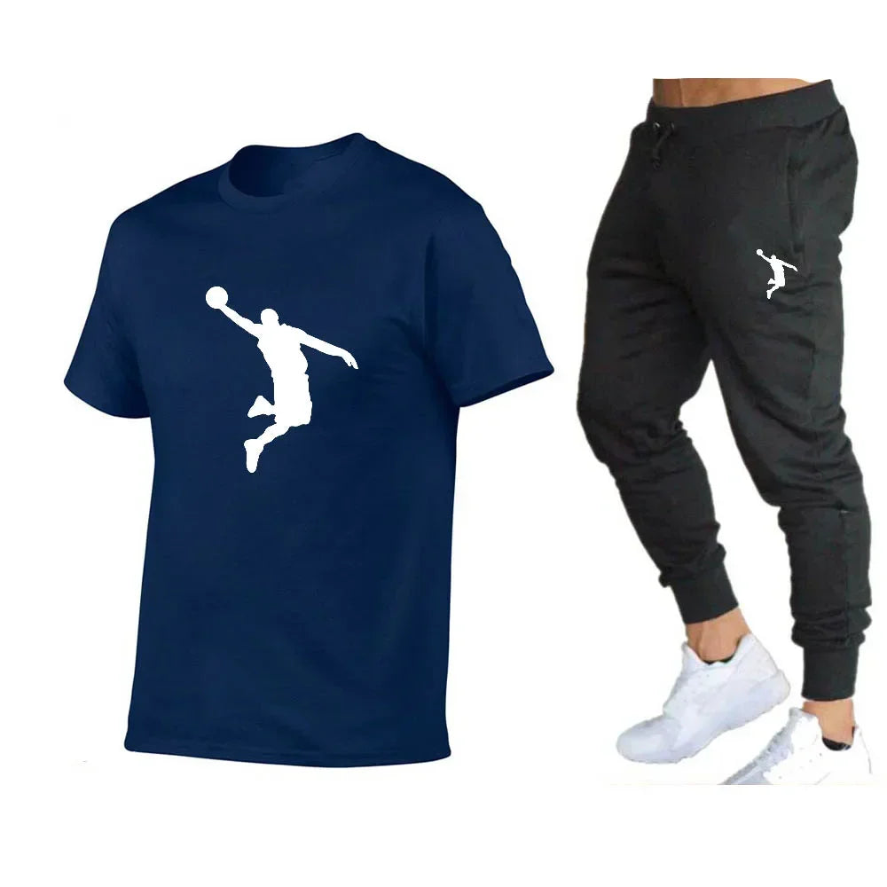 Luxuriöser Designer-Trainingsanzug für Herren: T-Shirt- und Hosen-Set