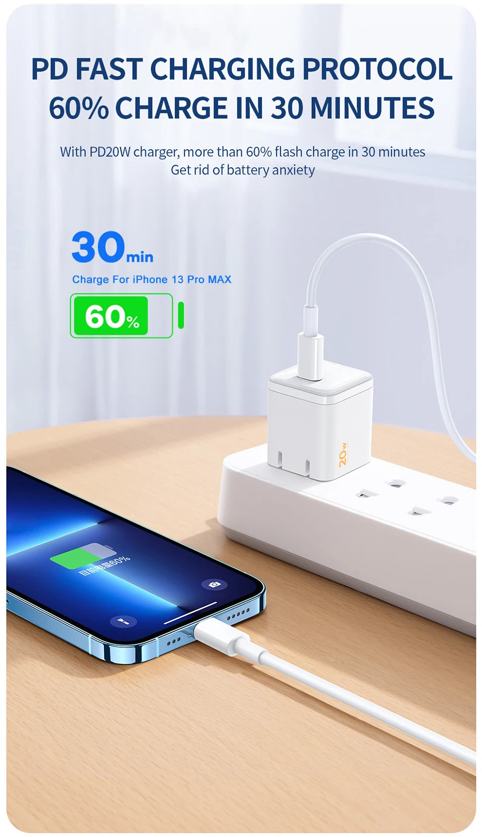 20 W PD-Schnelllade-USB-C-auf-Lightning-Kabel für iPhone