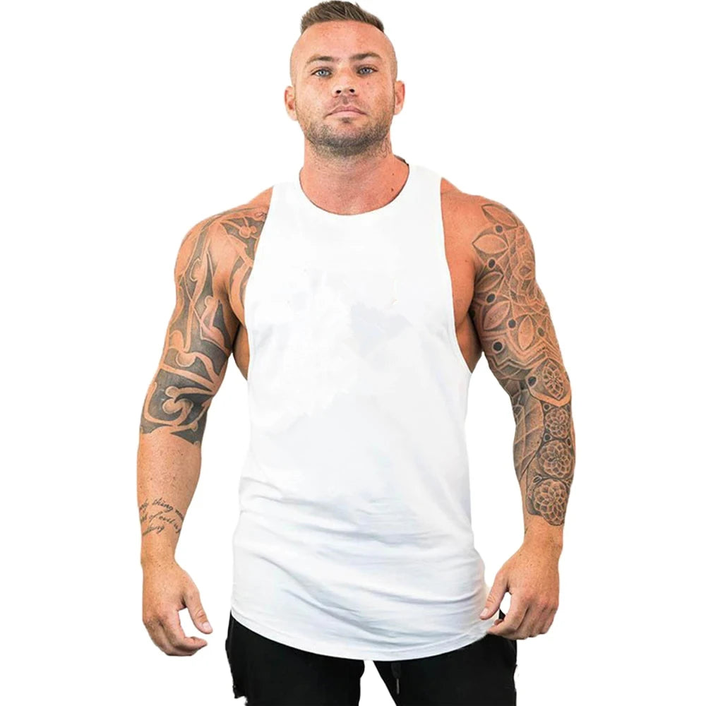 Men's Clothing Bodybuilding and Fitness Stringer Singlets Tank Top Vest Sleeveless Sweatshirt Workout Shirt Undershirt Gym Gyms