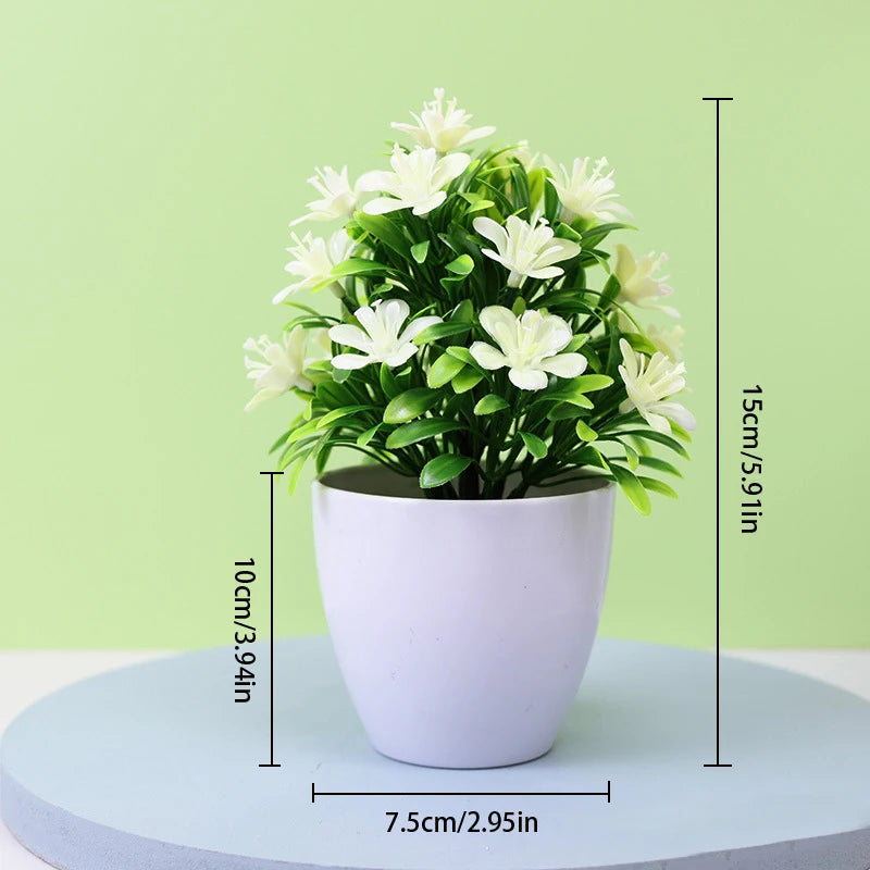 Artificial Five Leaf Plum Potted Plant for Indoor and Outdoor Decor