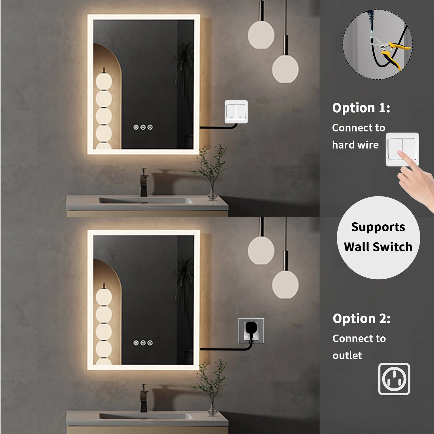 Anti Fog Wall Mounted Vanity Mirror