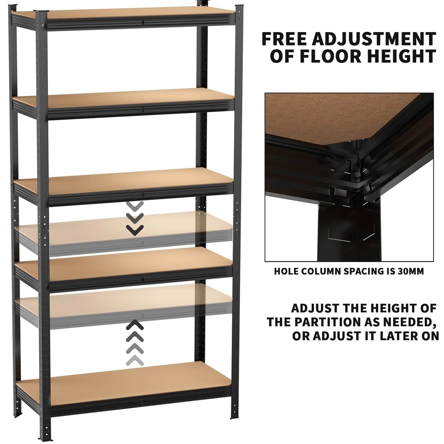 Sheds 150cm/180cm  Height Racking Storage Shelves - Metal Shelving 5 Tier Boltless Garage