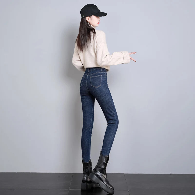 Stylish High Waist Velvet Pencil Pants for Women